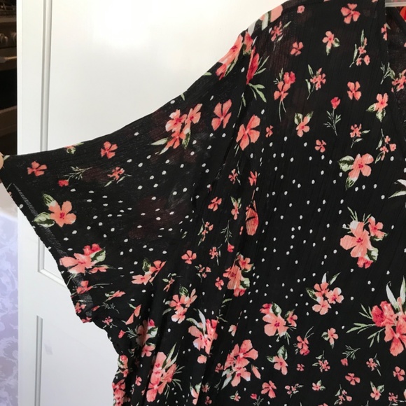 WOMAN WITHIN Maxi Dress Black Floral Short Sleeve V Neck Women’s Plus Size 4X 34 - Picture 8 of 15